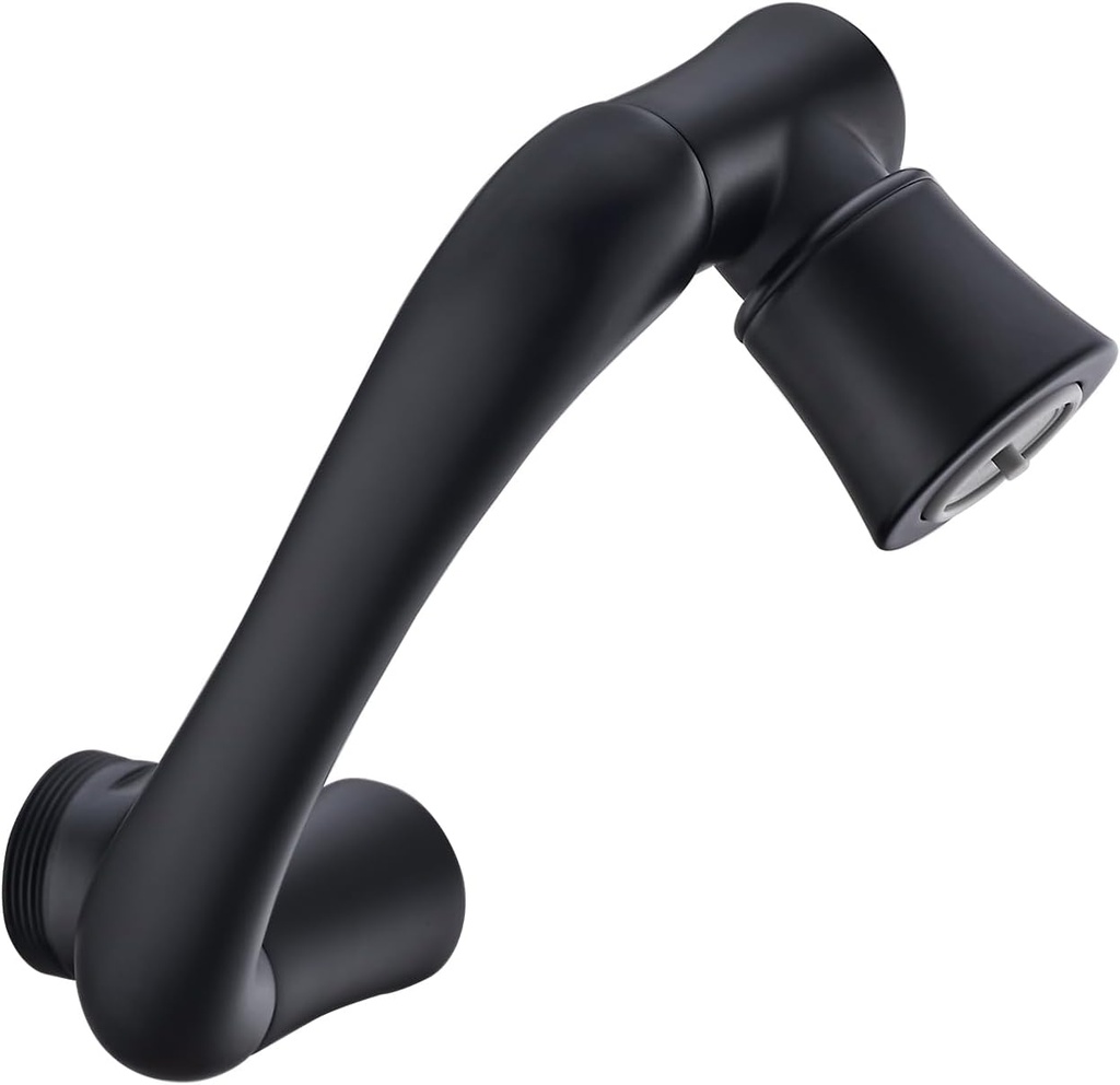BAGNOLUX Brass 1080° Swivel Faucet Extender for Bathroom Sink, 2 Modes Rotating Faucet Extension Spout, Universal Splash Tap Faucet Aerator Attachment Adapter for Kitchen Sink, Matte Black