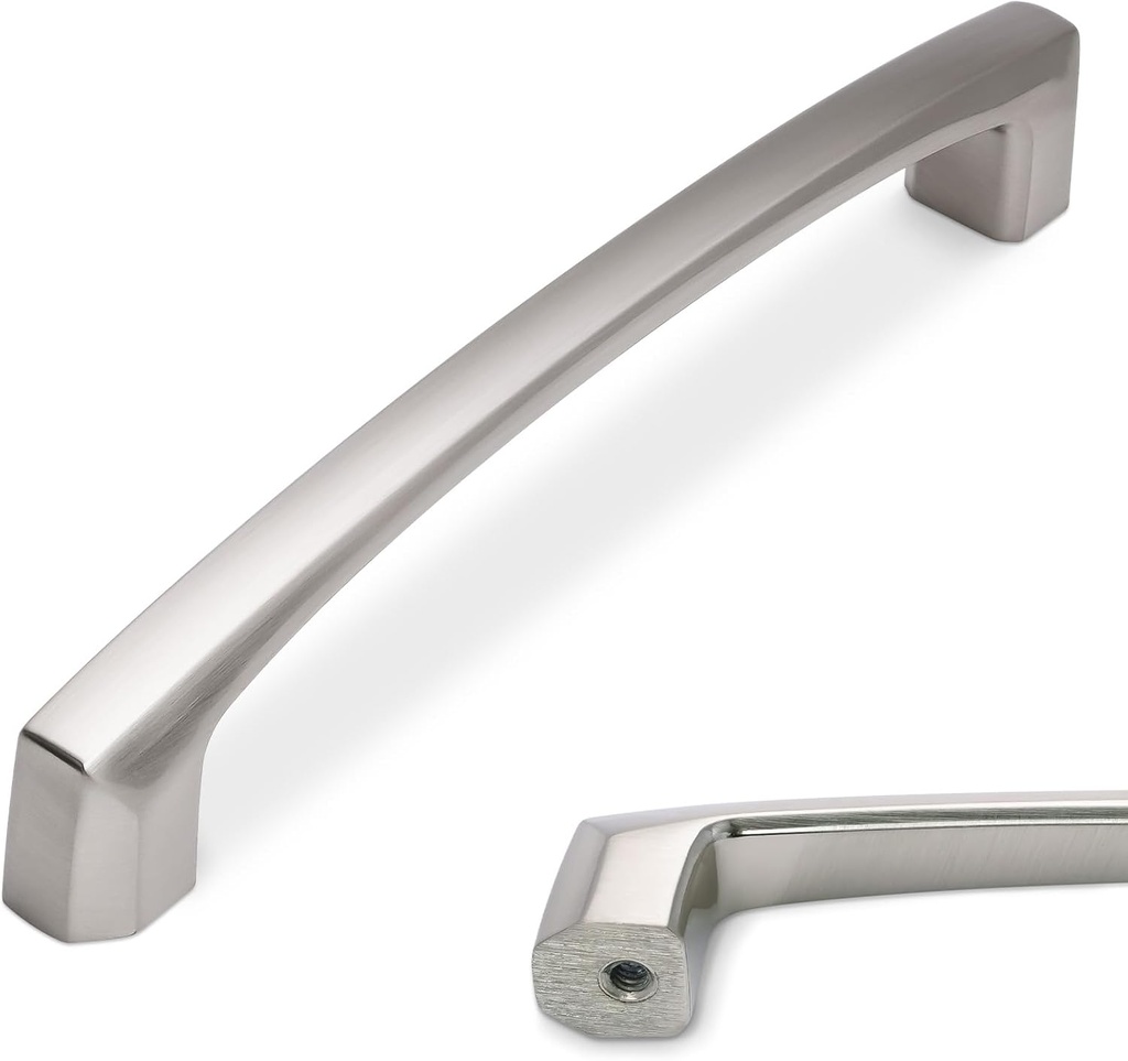 POVEFONK 10 Pack 5 inch(128mm) Brushed Satin Nickel Kitchen Cabinet Handles Cabinet Pulls Sliver Drawer Pulls Kitchen Cabinet Hardware Handles Dresser Handles