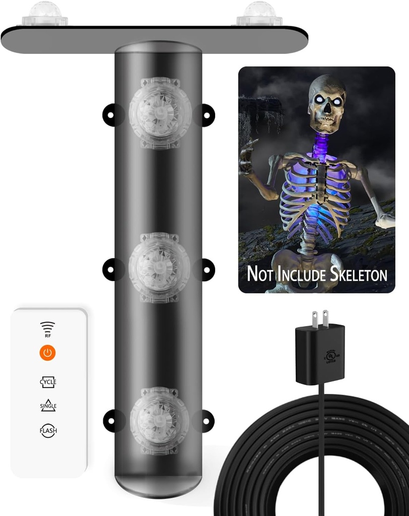 12 ft Skeleton Lighting Kit, (Not Include Skeleton) Remote Control Led with 3 Lighting Mode for Giant Skeleton, Halloween Decoration Light Outdoor, Accessories for Scary Skeleton
