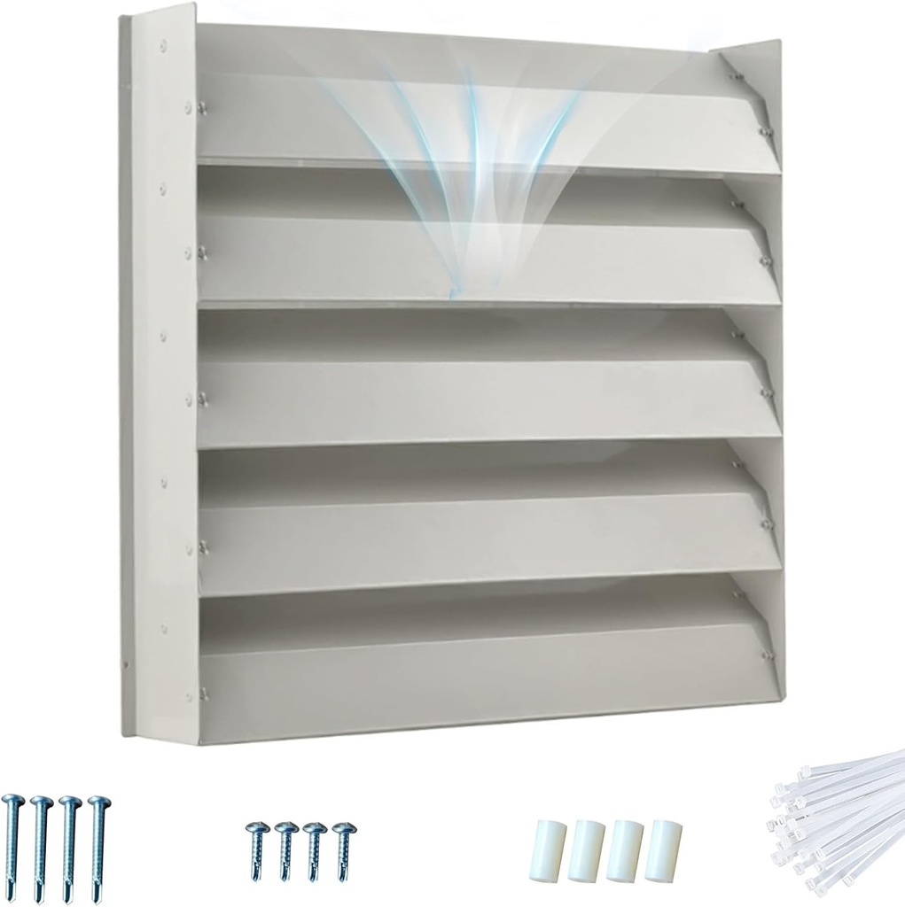 Window Ac Deflector, Rectangular Ac Air Deflector, Weather-resistant Outdoor Ac Unit Cover for Home, Office, Galvanized Steel Anti-Direct Blowing Baffle(65x65cm/26x26in)