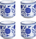 123Arts Blue and White Ceramic Wine Cups, Sake Cups Set, Tea Cups, Set of 4