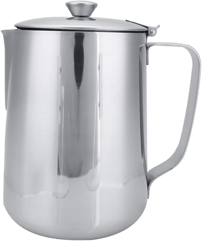 Frothing Pitcher, less Steel Pitcher with Lid, Coffee Steaming Pitcher Milk Frothing Cup Milk Pitcher Jug for Espresso Machine Milk Frother Latte Coffee Art (1500mL)