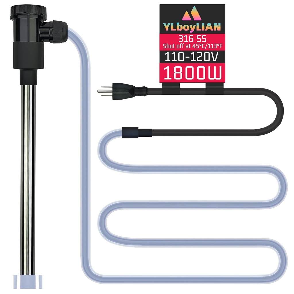 YLboyLIAN 1800W Immersion Water Heater for Hot Tub & Pool – Portable Electric Submersible Heater with Temp Control, Auto Shut-Off, and WiFi Timer for Spa, Bathtub, Swimming Pool and Above Ground Pool