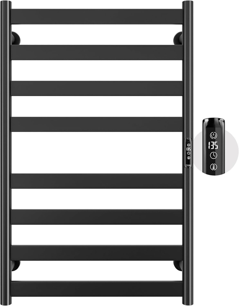 Poloma Paraheeter Towel Warmer, Heated Towel Rack, Towel Warmer Racks for Bathroom, Towel Dryer, Towel Heater, Wall Mounted, Matt Black.
