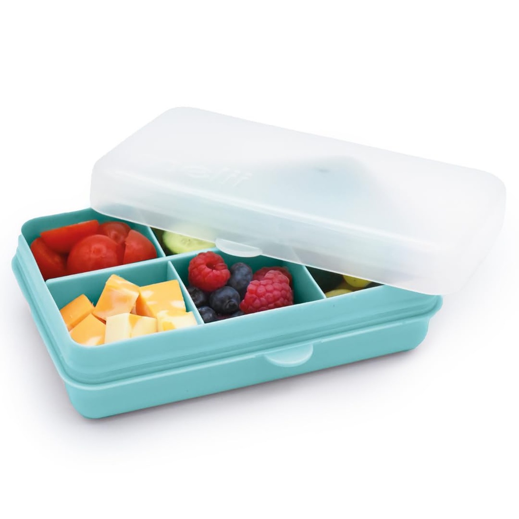 melii Snackle Box | 6-Compartment Divided Snack Container, BPA-Free Food Storage with Removable Dividers for School, Travel & On-the-Go Snacking (Blue)