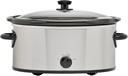 6 Quart Oval Slow Cooker, Stainless Steel Finish, Glass Lid, Adjustable Temp, Perfect for Families and Gatherings Entertaining, Silver