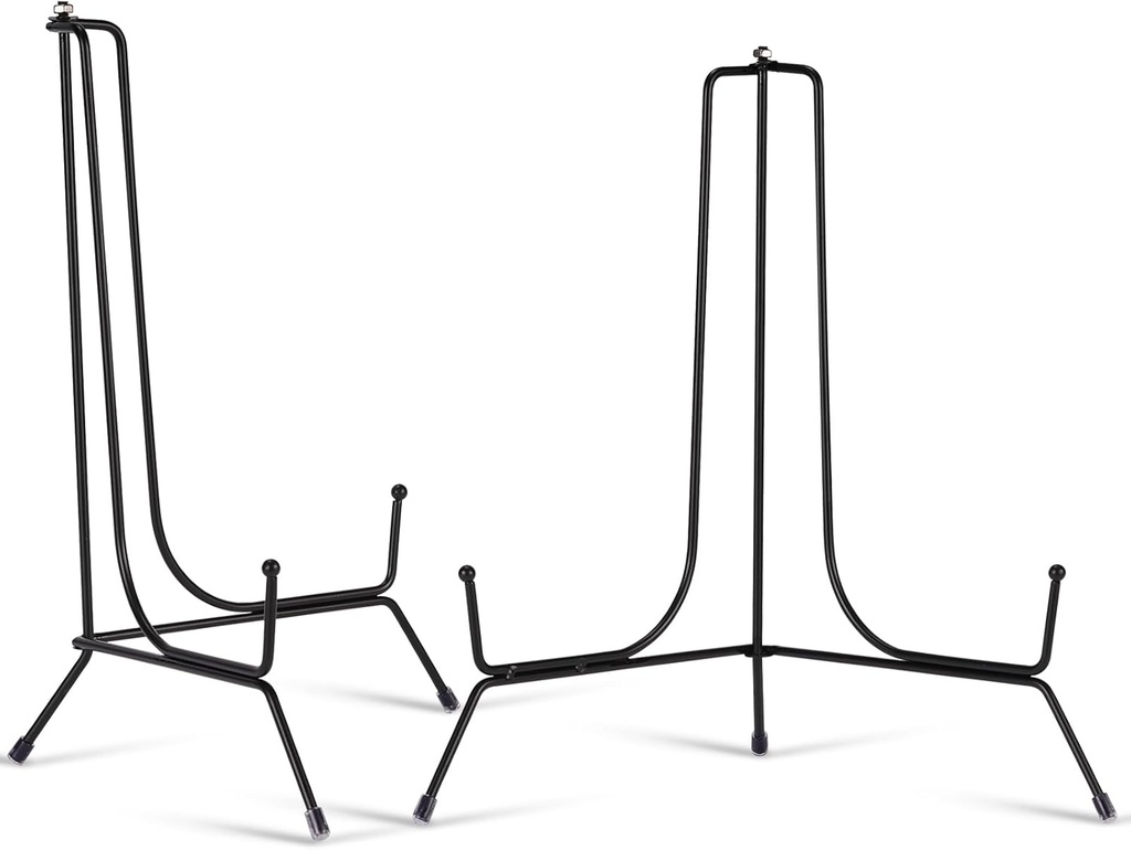 Jinzory 2 Pack 12 Inch Black Iron Plate Display Stands for Frames, Pictures, Photos, Books, Decorative Plates and Artworks