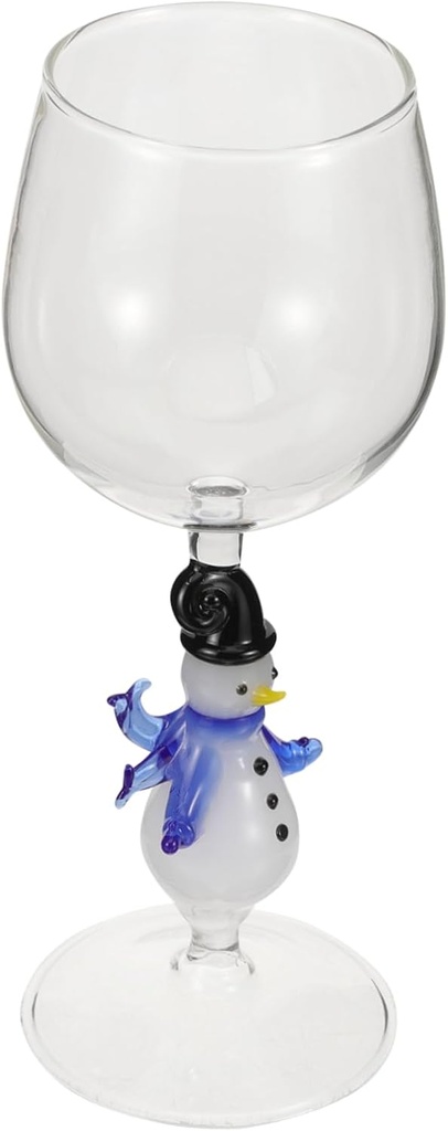 LALADEFIEE Christmas Snowman Goblet Decorative Glass Drinking Cup for Holiday Parties Unique Xmas Themed Wine Glass for Home Events Capacity for Friends Family