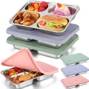 Tioncy 3 Pcs Leakproof Stainless Steel Bento Box, Divided Lunch Containers with Silicone Lid for Kids Adults, Dishwasher Freezer Safe Food Storage Containers for School Work Office