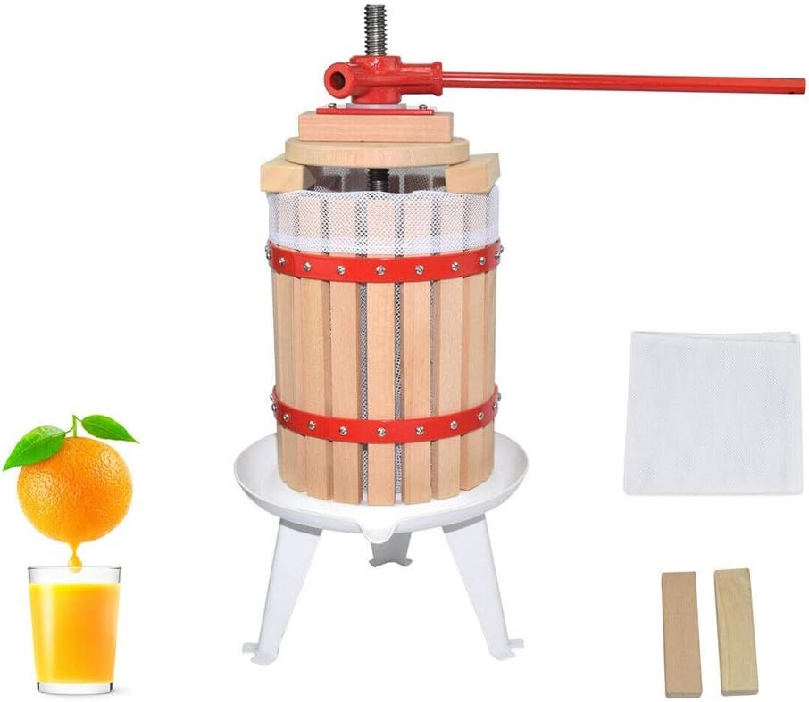 Fruit Wine Cider Press Apple Grapes Crusher Juice Maker Juicer & Filter Bags (1.6Gallon)
