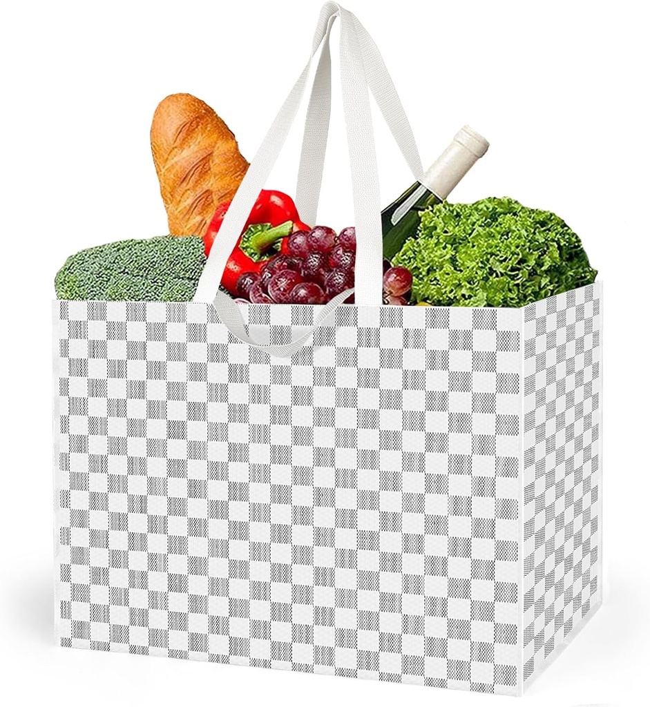 Linkidea Extra Large Tote Bag, Large Capacity Reusable Grocery Bag with Handles, Utility Foldable Shopping Bags Fits Storage, Picnics, Beach Use