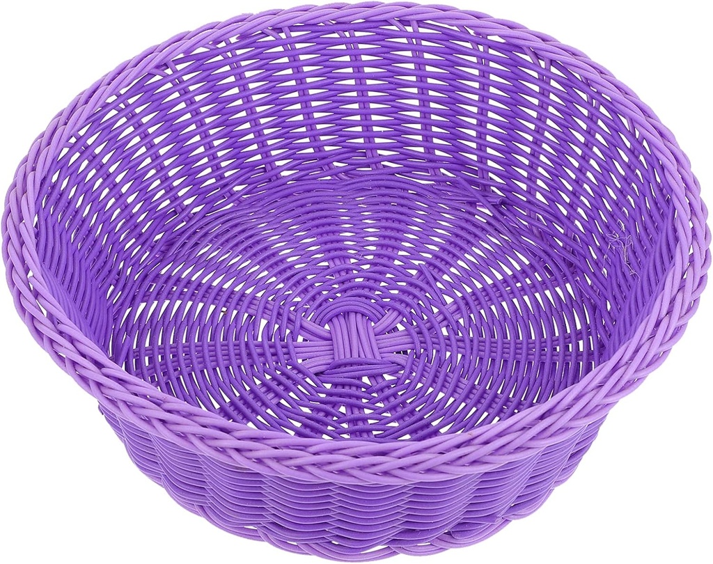 BESPORTBLE Purple Plastic Basket Bread Basket Round Storage Basket Kitchen Wicker Bread Box Rattan Toys Storage Boxes Fruit Plate Trays Organizer Home Decor