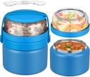 JXXM 2 in 1 Double Insulated Food Jar 8oz Soup Thermo with Snack Container Kids Thermo for Hot Food Lunch Containers Wide Mouth Vacuum Stainless Steel Leak Proof for School Travel(Blue)