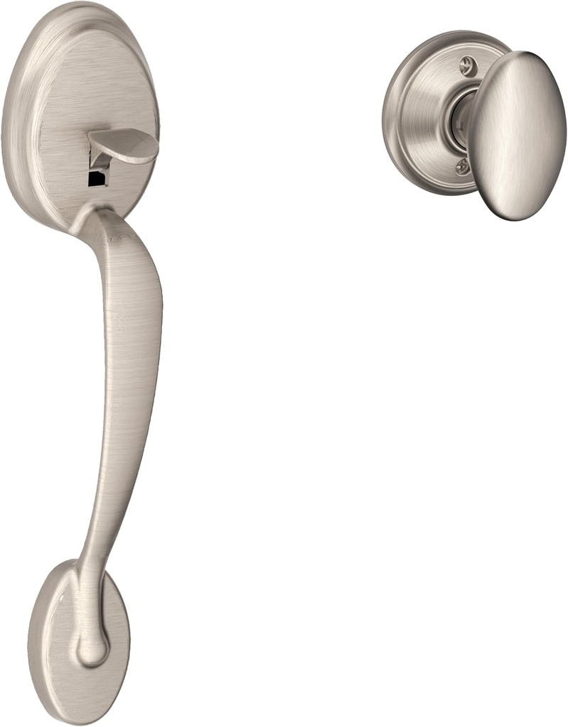 Schlage Standard Front Entry Handleset with Sienna Door Knob, Lower Half Grip, Satin Nickel, FE285 PLY 619 SIE
