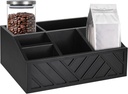 Wooden Coffee Organizer - 3.6in Pod Storage Rack, Divided countrtop Holder, Coffee Station Accessory With Compartment Tray | Pod Storage For Cups, Tea, Stirrer, Syrup, espreso Bar, Beverage