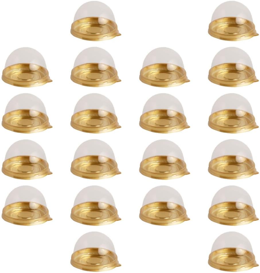 VOSAREA 100pcs Round Moon Cake Packing Box Transparent Cover Elegant Egg Yolk Crisp Packaging for Desserts and Special Occasions for Cake Shops and Home Use