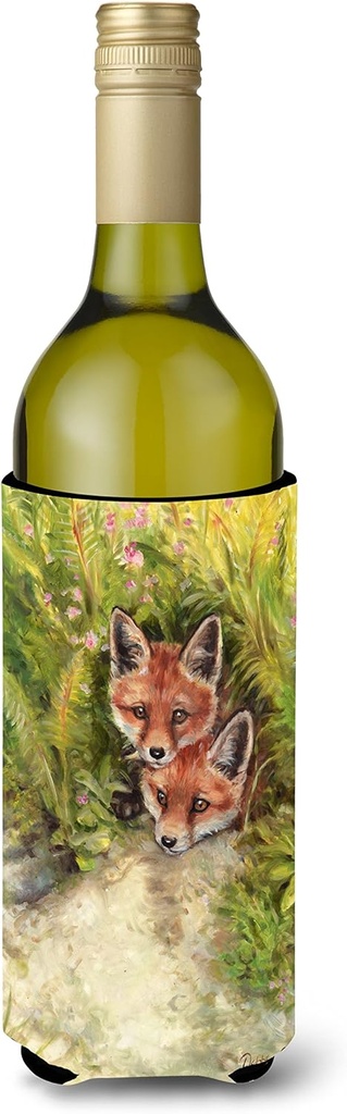 Caroline's Treasures CDCO0324LITERK Fox Cubs Peepers by Debbie Cook Wine Bottle Hugger Bottle Cooler Sleeve Hugger Machine Washable Collapsible Insulator Beverage Insulated Holder
