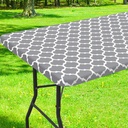 Smiry Rectangle Picnic Table Cover, Waterproof Elastic Fitted Camping Tablecloths for 6 Foot Tables, Wipeable Flannel Backed Vinyl Tablecloth Protector for Indoor, Outdoor (Grey, 30x72 Inches)