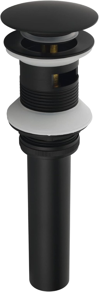 SHAMANDA Brass Bathroom Sink Drain, Vessel Vanity Sink Pop Up Drain Stopper with Overflow Lavatory Drain Assembly, Matte Black, DS101-7