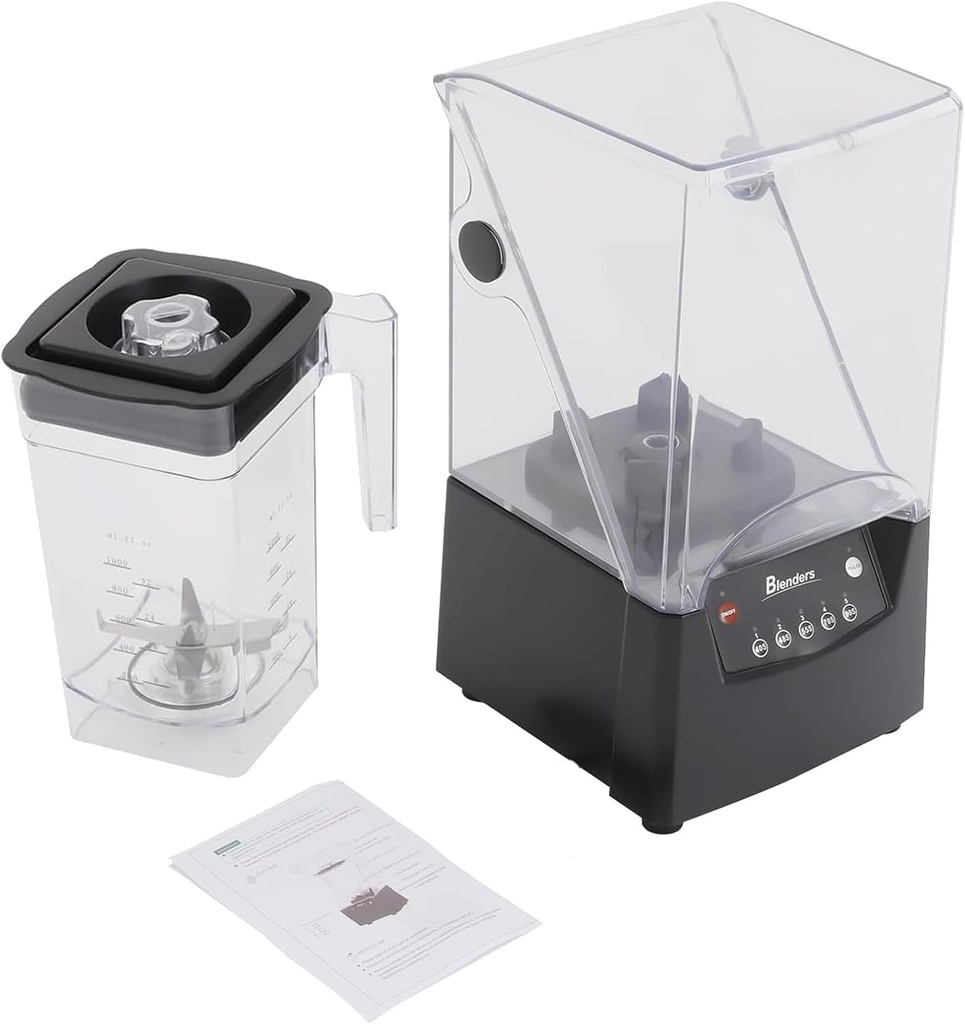 forplubossmmp Professional Countertop Blender:2200w Commercial Smoothie Mixer Blender with Removable Soundproof Shield,Ice Crushing Blades for Crushing Ice & Self-Cleaning for Restaurants/Home Use