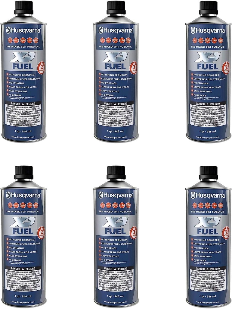 Husqvarna 584309701 XP Pre-Mixed 2-Stroke Fuel and Engine Oil Quart (6 Pack)