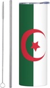 ZZYYDS 20ozFlag of Algeria stainless steel straw lid cup, double-layer stainless steel, can be drunk directly or with a straw