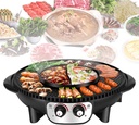 JINEKU Large Household Electric Hot Pot with Grill, Soup Pot and Korean BBQ, Non-stick Coating, Easy to Clean, For 7-10 People to Enjoy, 2200 W