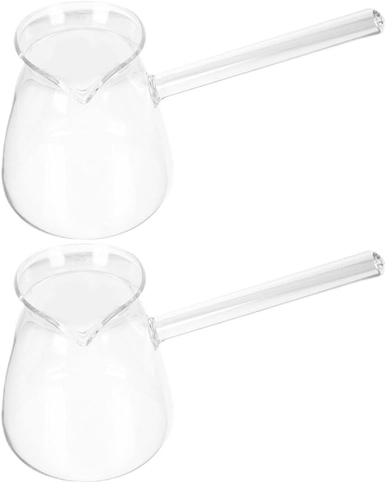 Kichvoe 2pcs Glass Teapot Transparent Coffee Pot for Tea and Hot Cold Drinks Decorative and Safe Design for Home Hotel and Restaurant Use