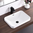 KARAMAG Bathroom Vessel Sink 20.6'' x 14.7'' Semi Recessed Bathroom Sink Rectangular Drop-in Vanity Sink with Overflow White Ceramic Modern Art Basin