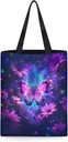 FOR U DESIGNS Women's Tote Bags for Work Large Shopping Bags for Groceries Reusable Grocery Bag Long Handle Purple Butterfly Shoulder Bag Asethetic Ladies Handbags Purses