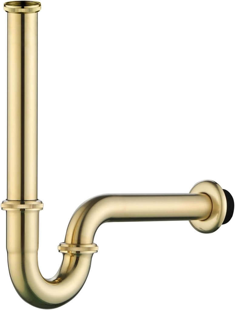 GORDEE Bathroom Basin Sink Bottle P Trap, Brass U-Shape 1-1/4 inch Slip Inlet Drain, Lavatory Adjustable Height Sink Waste Drain P-Trap Kit, Pls Measure ur Sink Hole Size Before Order, Brushed Gold