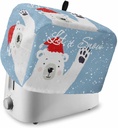 Christmas Bear Blue 2 Slice Toaster Cover Winter White Snowflake Forest Animal Small Appliance Cover Toaster Dustproof Fingerprint Protectors Machine Washable, Medium Size Bread Machine Cover