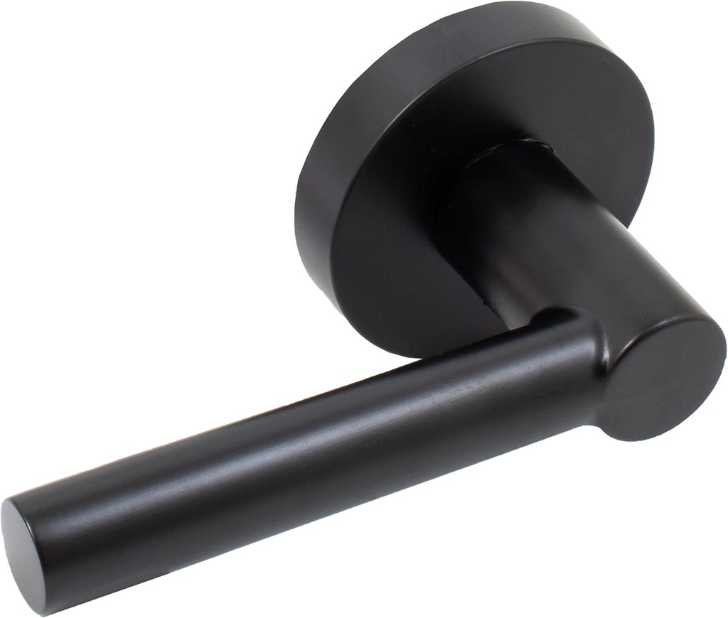 Stone Harbor Hardware Zurich Door Lever with Round Rosette, Privacy (Bed/Bath) Latch, Matte Black