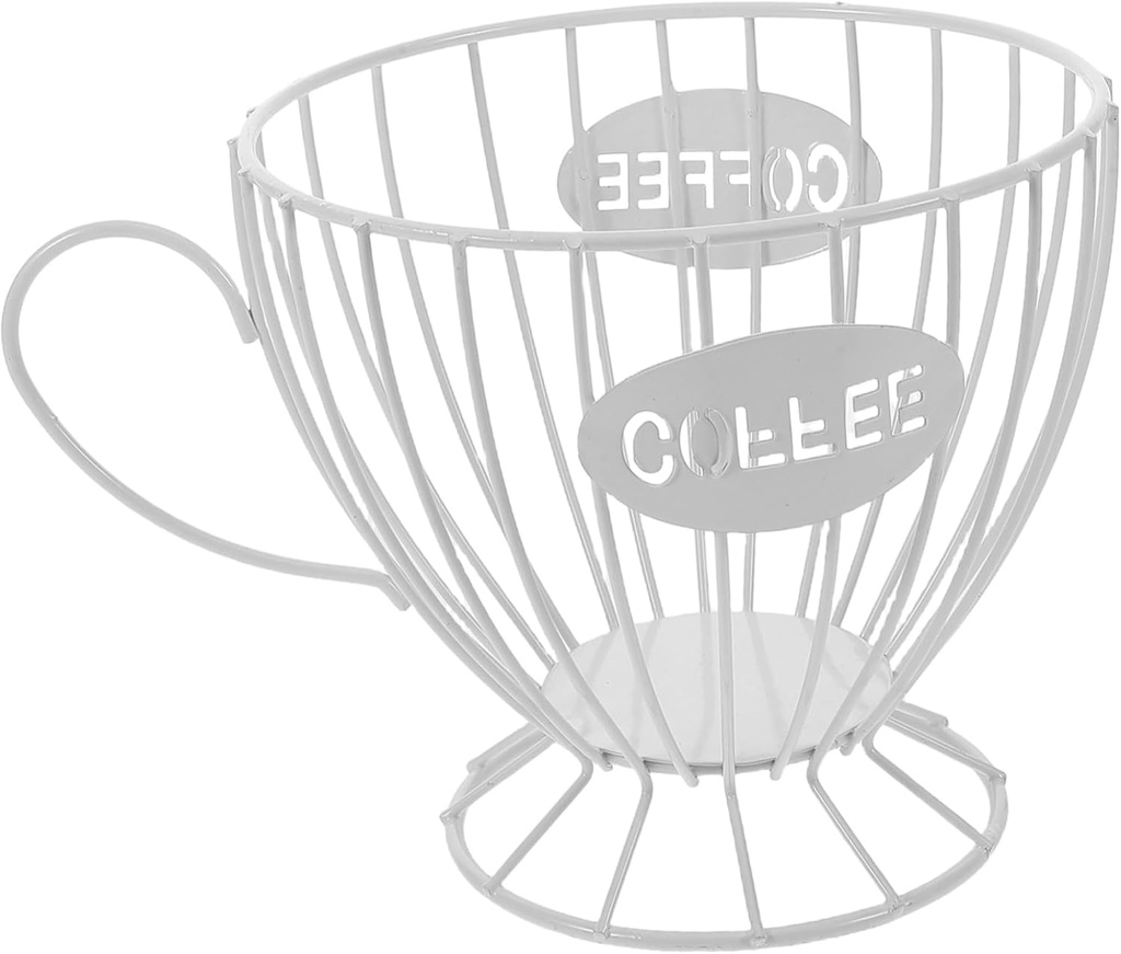 Cabilock Metal Coffee Pod Holder Organizer Sturdy Iron Storage for Snacks Candy Kitchen Coffee Bar Accessory Versatile Tabletop Container for Home Office White Design