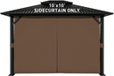 Aoodor 10x10 ft Outdoor Gazebo Curtains, 4 Panels Waterproof Privacy Sidewall Replacement with Zipper for Patio Pergola and Canopy, Brown