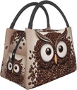 NONHAI Lunch Bag Insulated Lunch Box for Women Men Reusable coffee bean owl Lunch Tote Cooler Bag for Office Work