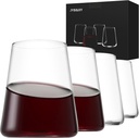 Stemless Wine Glass Set of 4 Hand Made 16oz Crystal Red White Wine Glasses for Daily Use, Hosting, Home Bar, Evening Party Gift Idea for Men or Women Wedding, Anniversary, Christmas,Birthday Gift