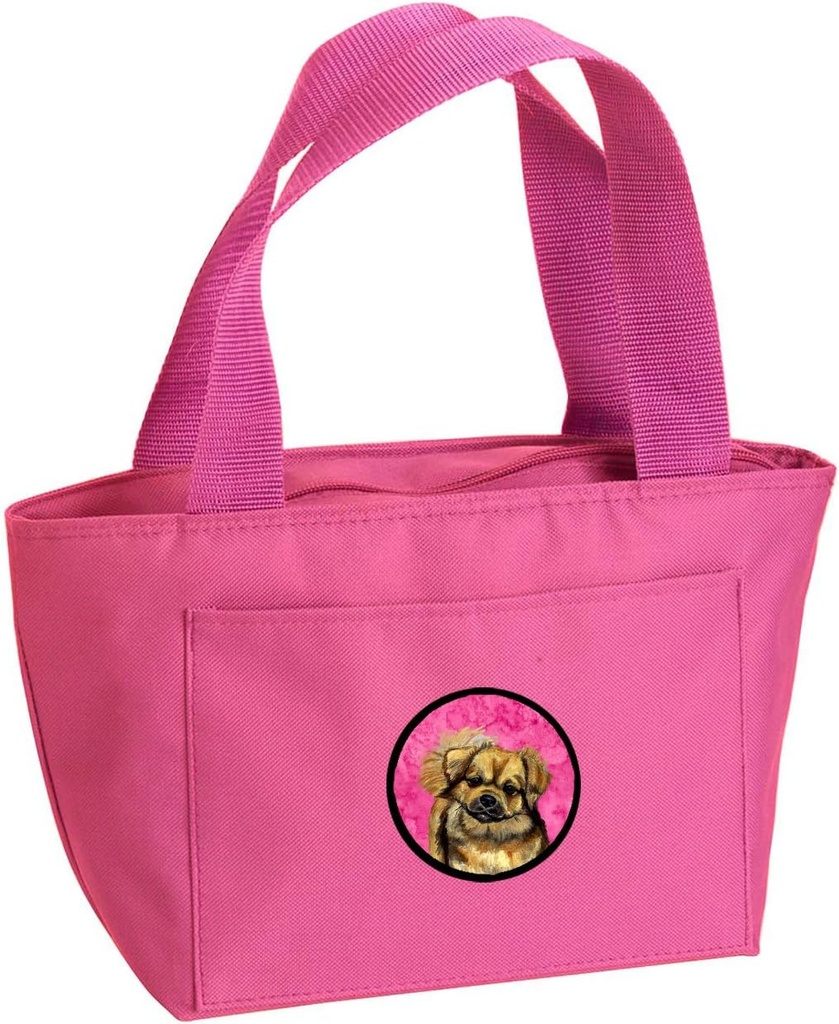 Caroline's Treasures LH9394PK-8808 Pink Tibetan Spaniel Lunch Bag Insulated Lunch Box Tote Bag for Women Adult Men, Reusable, Large, Multicolor