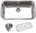 Houzer Belleo Stainless Steel Kitchen Sink: 32 Inch Drop-in Topmount Single Bowl with Strainer & Grids, Durable & Versatile, Essential for Home & Apartment: BSG-3018