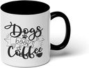 GotPrint Dogs Books Coffee Mug Coffee Ceramic Cup Perfect Novelty Gift for Dog Lovers, Black Trim, 11 Oz