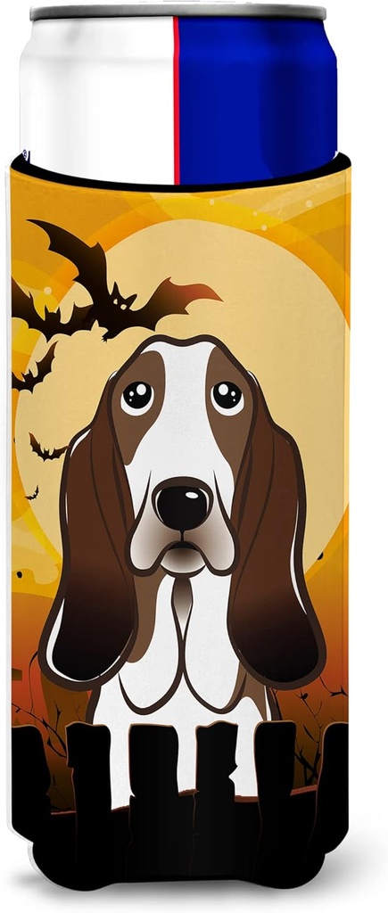 Caroline's Treasures Halloween Basset Hound Michelob Ultra Koozies for Slim Cans, Multicolor