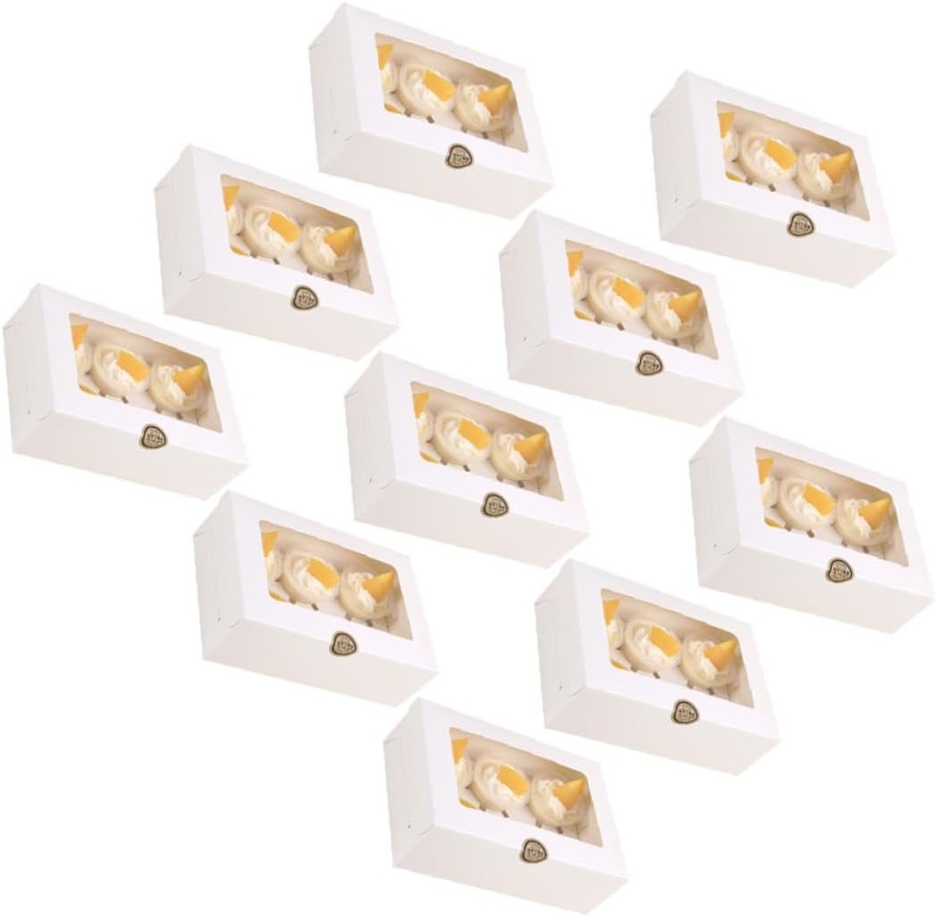 10pcs White Muffin Boxes Inserts White Cupcake Containers for Parties for Desserts Cookies Baked Goods Cavity Cake Holders for Home Bakery Use