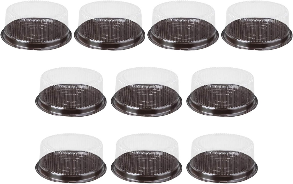 10Pack Plastic Disposable Cake Containers Carriers with Lids, Round Cake Carriers for Transport, Clear Cake Holder with Lid, 9.4 X 9.4 X 3.1 Inch