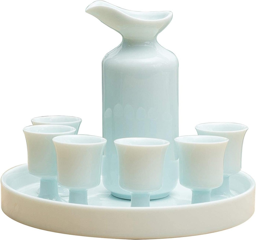 Sake Set Japanese Sake Cup Set Traditional Hand Painted Design Porcelain Pottery Ceramic Mugs Handicraft Wine Glasses for Sushi Restaurant-A