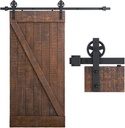 SMARTSTANDARD 6.6 Feet Heavy Duty Sliding Barn Door Hardware Kit, Black, Smoothly and Quietly, Simple and Easy to Install, Fit 36"-40" Wide Panel (Industrial Bigwheel Hangers)