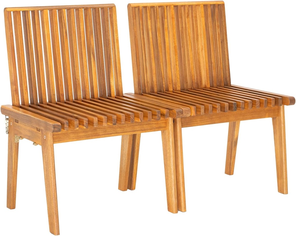 Modular Folding Wooden Bench 2pc – Portable Outdoor and Indoor Seating – Durable and Stylish for Patio, Garden, or Living Spaces