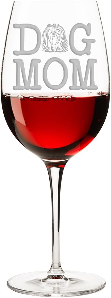 Dog Mom Shih Tzu Engraved 18-ounce Wine Glass