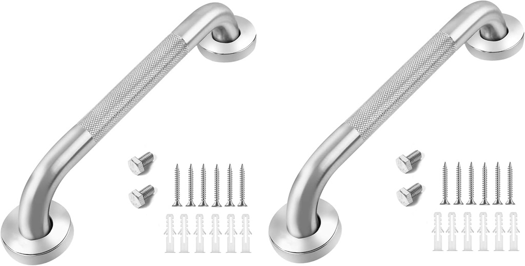 Stainless Steel Grab Bar, 2 Pack, Bathroom Stair Handles, Shower Door Handles, Bathtub Handles, Toilet Seat Handles (Chrome, 18")