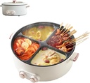 Four Grid Multifunctional Stew Pot, Electric Pot 4 Compartment Divider Cooker, 6L Large Capacity, One Pot with 4 Flavors, 4-Flavor Chinese Shabu Shabu Pot for Home Party