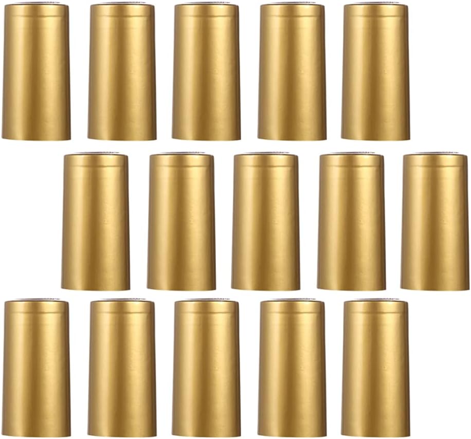 Cabilock Wine Bottles 200Pcs PVC Heat Shrink Capsules Wine Shrink Wrap Sleeves Caps Wine Bottle Shrink Caps for Wine Cellars and Home Use (Golden) Wine Corks